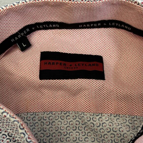 Harper Leyland Button Down Shirt Mens Large Casual London Paisley Print Preppy - Picture 3 of 8